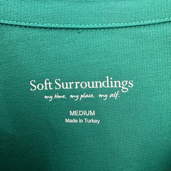 Soft Surroundings Tunic Top Dark Green Womens Size M Popover Oversized V Neck - Picture 2 of 7